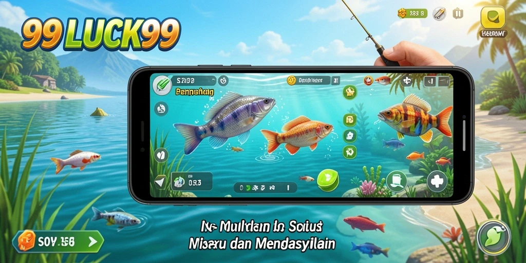 Screenshot gameplay 99LUCK99 menunjukkan aksi memancing yang seru.