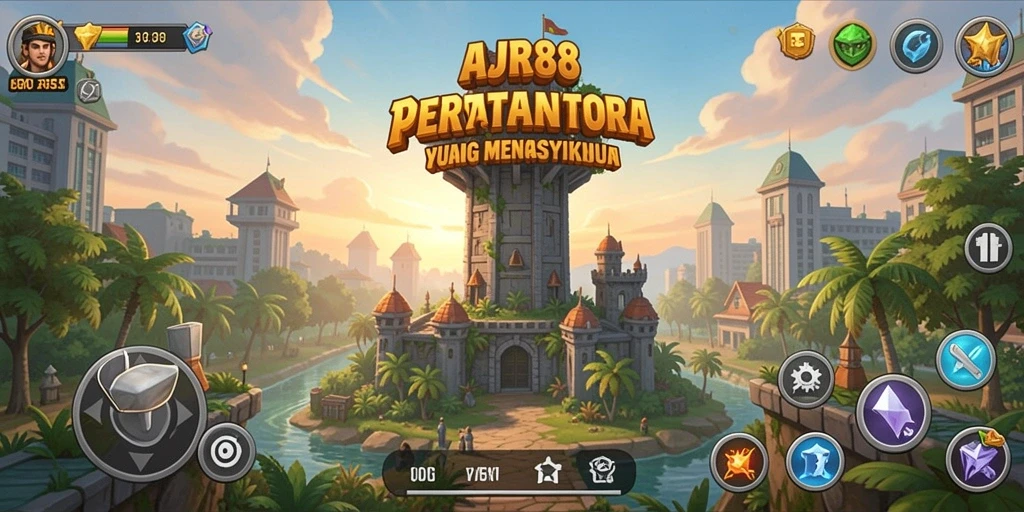 Tangkapan layar yang menampilkan strategi pertahanan menara yang menegangkan.