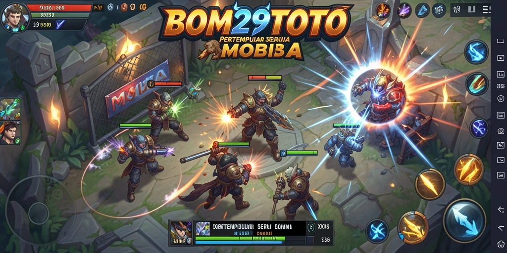 Gameplay epik di arena MOBA BOM29TOTO dengan gerakan strategis.
