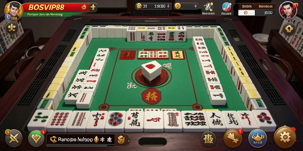 Tampilan gameplay seru dari BOSVIP88 yang menampilkan aksi Mahjong.