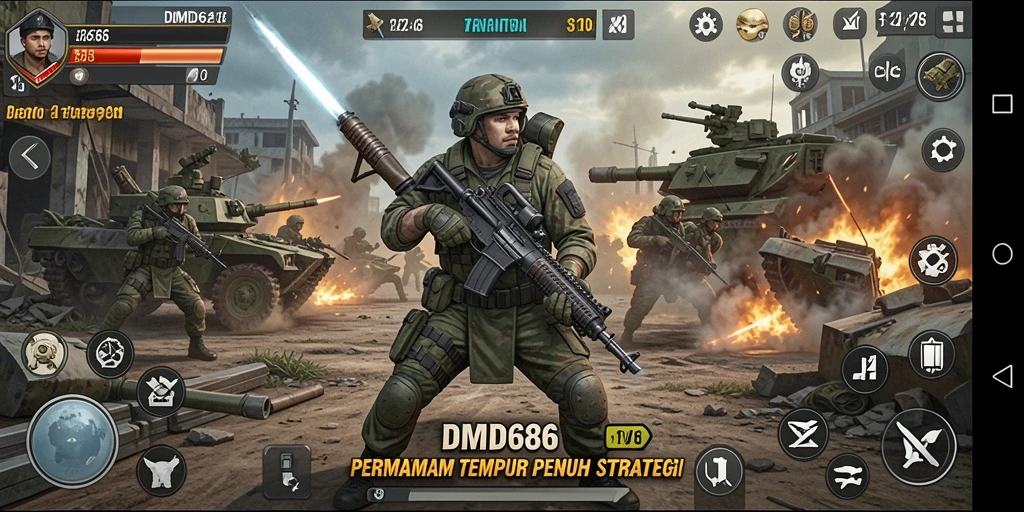 Screenshot utama menampilkan aksi mendebarkan dalam gameplay TPS DMD686.