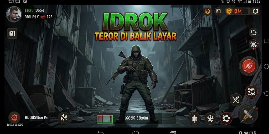 Tampilan gameplay mencekam di dalam IDROK dengan suasana yang gelap dan menyeramkan.