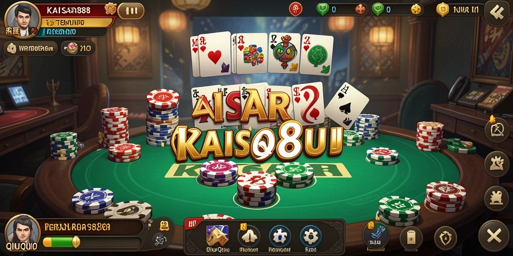 Screenshot gameplay KAISAR888 menampilkan suasana permainan QiuQiu yang seru.