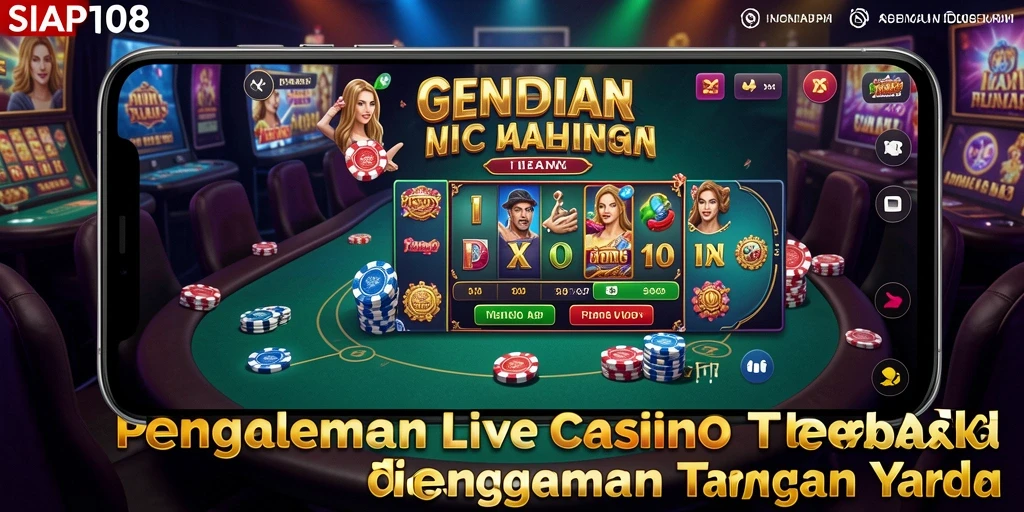 Screenshot gameplay SIAP108 dengan dealer langsung di meja kasino.