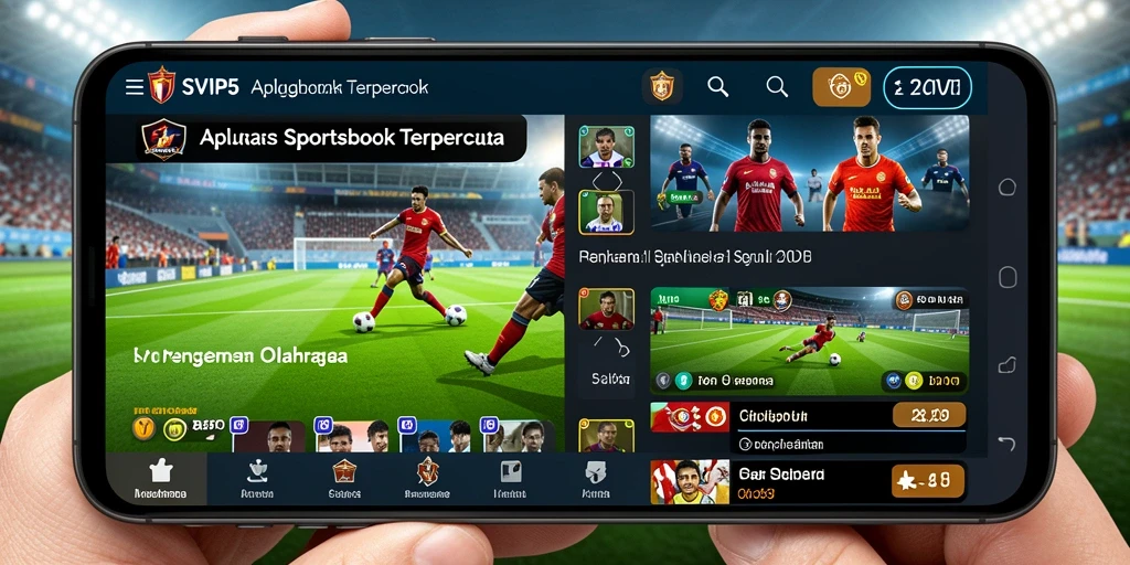 Tampilan utama aplikasi SVIP5 yang menampilkan fitur Sportsbook.