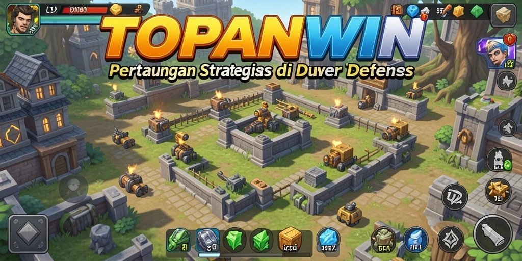 Screenshot utama TOPANWIN menampilkan aksi seru dalam gameplay Tower Defense.