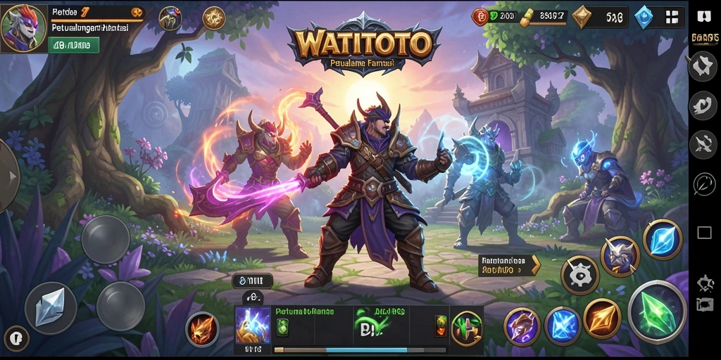 Screenshot gameplay ARPG WATITOTO yang menampilkan pertempuran seru.