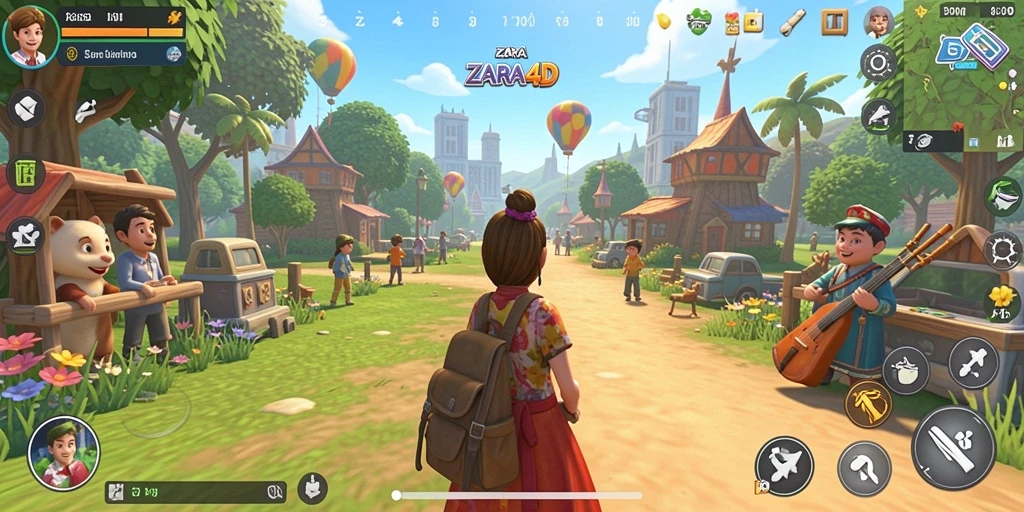 Tampilan screenshot dari gameplay ZARA4D menunjukkan momen interaksi karakter.